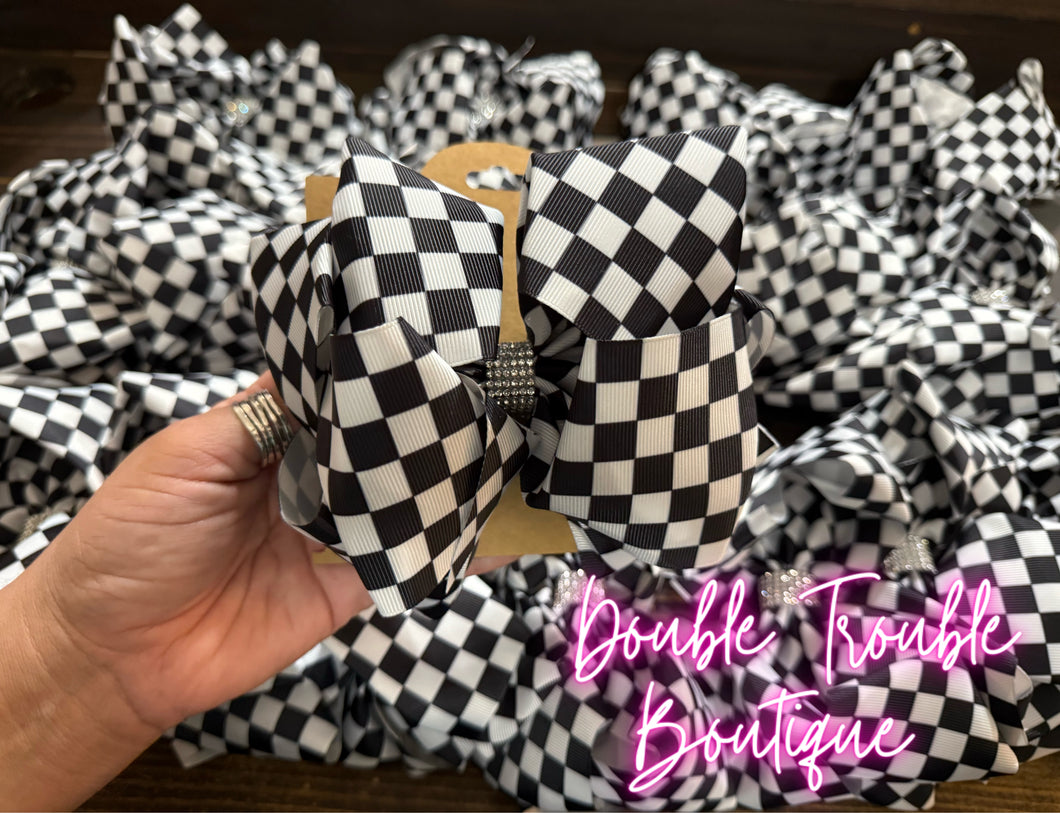 CHECKER PRINT DOUBLE STACK BOW