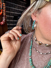 Load image into Gallery viewer, Snake Eye Hoop Earrings – Kingman Turquoise &amp; Sterling Silver
