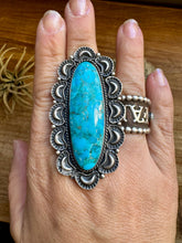 Load image into Gallery viewer, Long Ring- size 9 - Kingman Turquoise ring &amp; Sterling Silver
