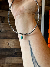 Load image into Gallery viewer, 14 inch 3 mm sterling silver pearls - choker and Kingman turquoise pendant
