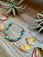 Load image into Gallery viewer, Turquoise Nugget &amp; 6mm Sterling Silver Pearl Bracelet
