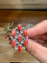Load image into Gallery viewer, Cluster - size 8 - red spiny and sterling silver
