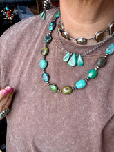 Load image into Gallery viewer, 16-Inch Green Turquoise Necklace with Sterling Silver Pearls
