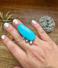 Load image into Gallery viewer, MJ collection - long turquoise stone ring - Size 6 - sterling silver

