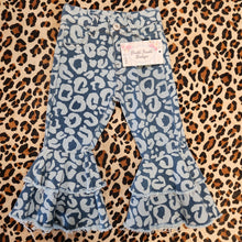 Load image into Gallery viewer, LEOPARD DENIM BELL BOTTOMS

