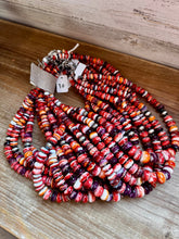 Load image into Gallery viewer, BE BOLD - 22-Inch Spiny Oyster &amp; Wampum Statement Necklace with Sterling Silver Pearls
