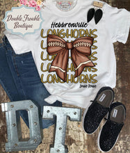 Load image into Gallery viewer, COQUETTE FOOTBALL BOW MASCOT SPIRIT TEE
