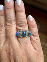 Load image into Gallery viewer, Band Ring - Size 8 - Purple Dahlia &amp; sterling silver

