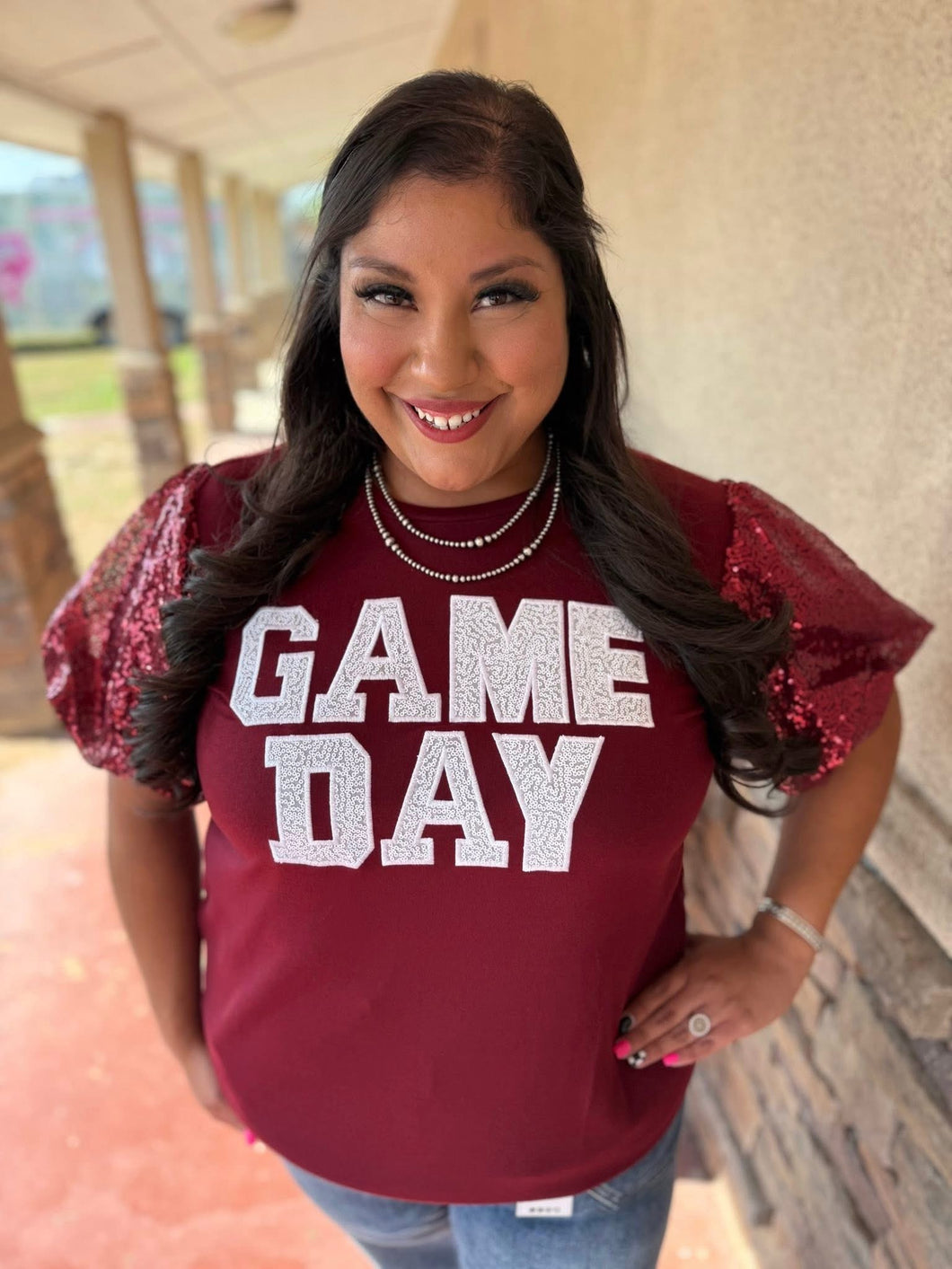 Game Day Show Off Top- Maroon