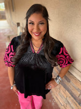 Load image into Gallery viewer, CHIC EMBROIDERED TOP - BLK
