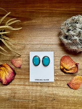 Load image into Gallery viewer, Stud Oval Turquoise Earrings&amp; Sterling Silver
