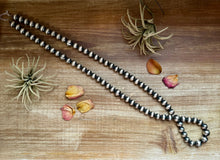 Load image into Gallery viewer, 30 inch graduated 12 mm Sterling Silver Pearls hoop necklace
