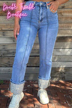 Load image into Gallery viewer, KREEK EMBROIDERED CUFFED JEANS
