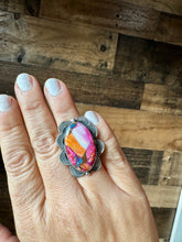 Load image into Gallery viewer, Oval rings - adjustable -Dahlia ring and sterling silver
