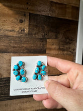 Load image into Gallery viewer, Big Cluster stud earrings - sterling silver and turquoise

