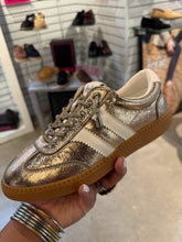 Load image into Gallery viewer, HEADS UP METALLIC GOLD SNEAKERS BY: CORKYS
