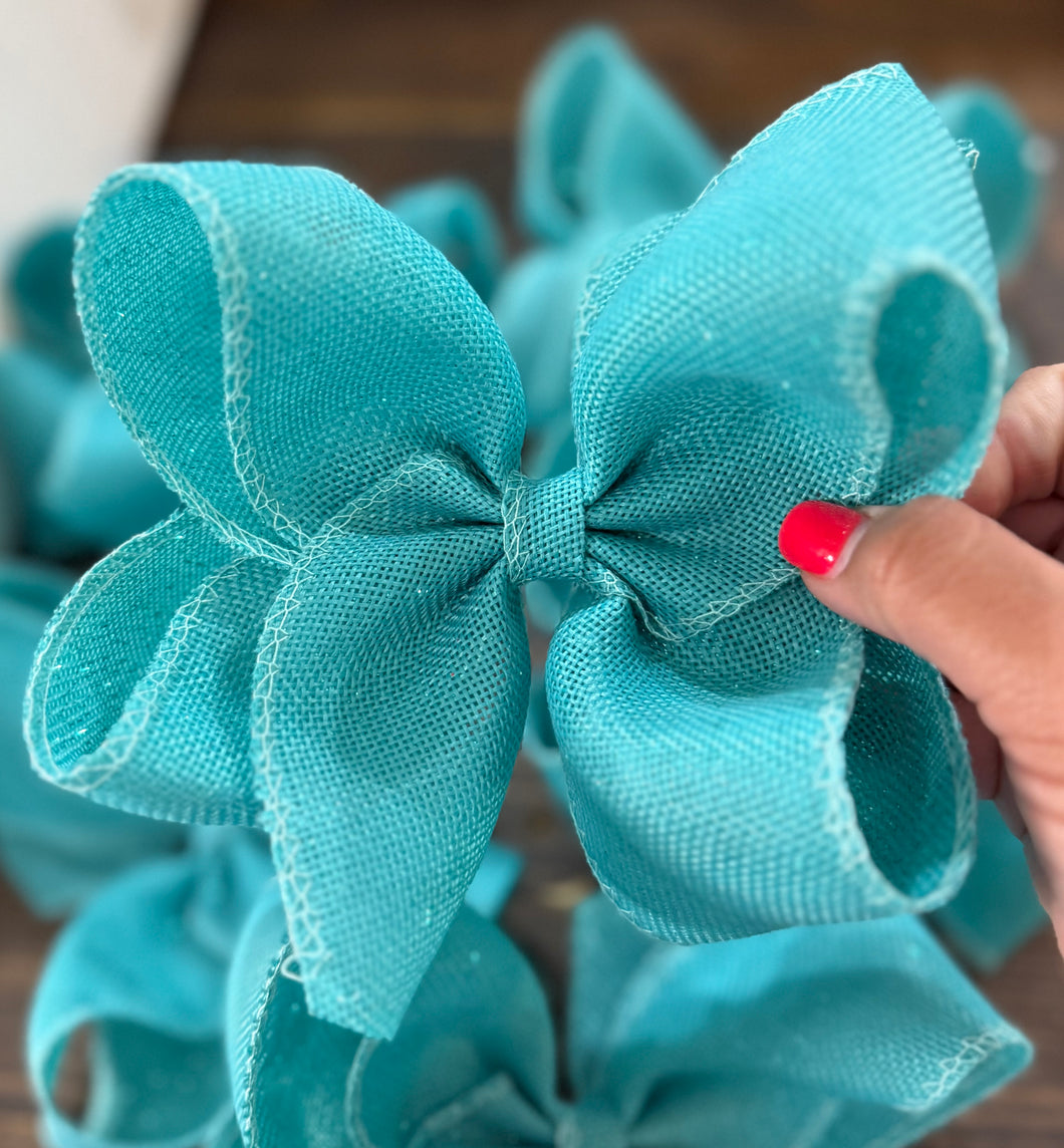TURQOUISE BURLAP BOW 6