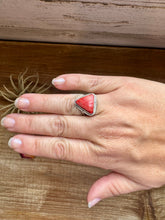 Load image into Gallery viewer, Ring - Size 8  -Red Spiny &amp; Sterling Silver
