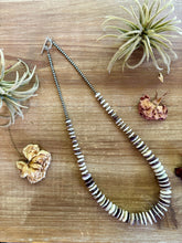 Load image into Gallery viewer, 22 Inch purple Wampum shell and sterling silver pearls
