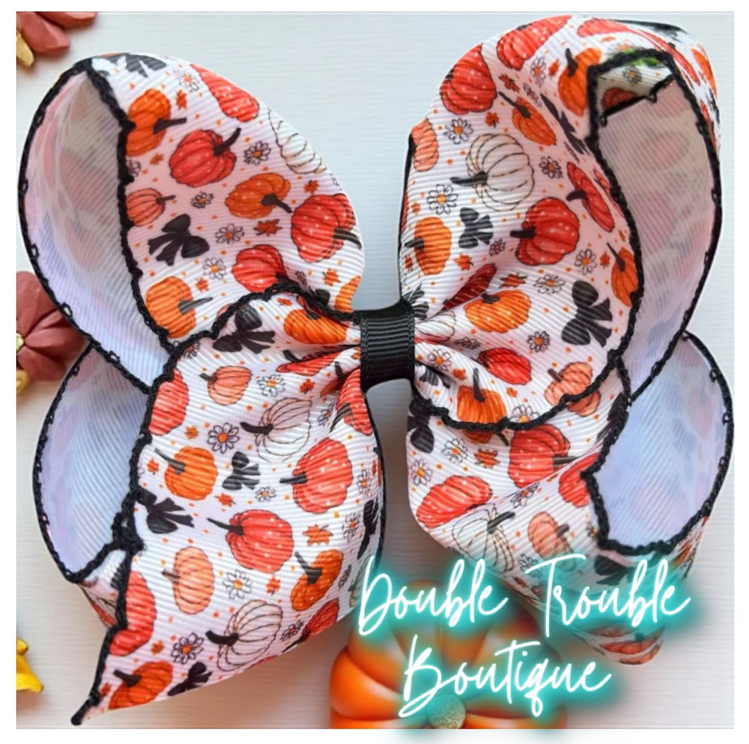 CREAM PUMPKINS COQUETTE BOW- 5INCH