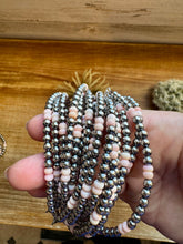 Load image into Gallery viewer, Bracelet - 4 mm sterling silver pearls and pink conch
