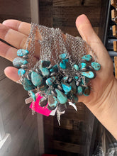 Load image into Gallery viewer, 16 inch Blue turquoise and sterling silver pearl
