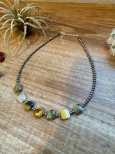 Load image into Gallery viewer, 14 inch 3 mm sterling silver pearls  choker - with bumblebees beads
