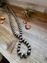 Load image into Gallery viewer, 30 inch graduated 12 mm Sterling Silver Pearls hoop necklace
