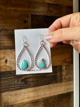 Load image into Gallery viewer, Long Dangle Earrings Hoop Turquoise &amp; Sterling Silver Option II
