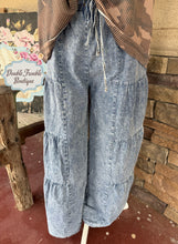Load image into Gallery viewer, LAYLAH WIDE LEG RUFFLE PANTS- Light Wash
