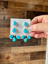 Load image into Gallery viewer, Big Dangle Earrings - Kingman Turquoise &amp; Sterling Silver
