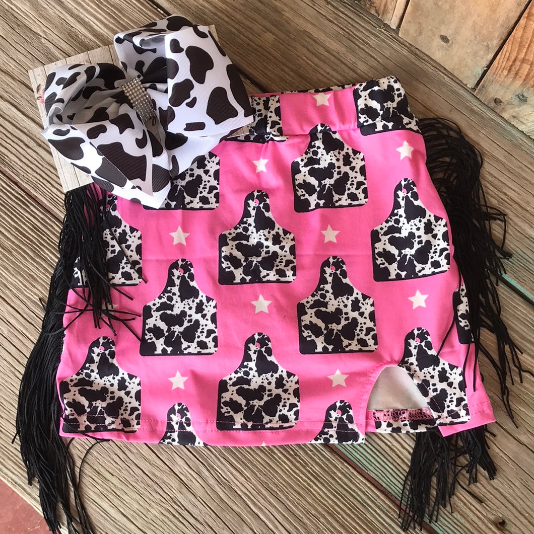 PINK PRINTED COW SKIRT