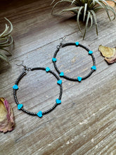 Load image into Gallery viewer, Turquoise Verasite heart hoops
