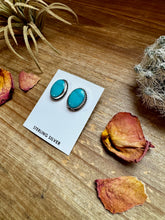 Load image into Gallery viewer, Stud Oval Turquoise Earrings&amp; Sterling Silver
