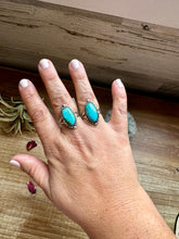 Load image into Gallery viewer, Ring size 7 &amp; 8.5- long kingman turquoise and sterling silver

