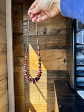 Load image into Gallery viewer, 22 Inch graduated deep purple spiny and sterling silver pearls
