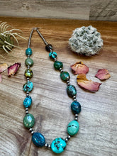 Load image into Gallery viewer, 23 inch 5 mm Sterling Silver Pearls necklace with Mix Turquoise
