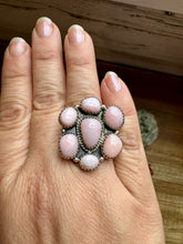 Load image into Gallery viewer, Cluster Ring- Adjustable - Pink opal and sterling silver
