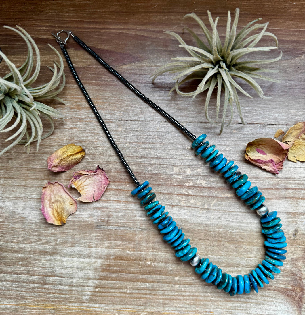 23-Inch Deep Blue Turquoise Necklace & Sterling Accents – Exclusive to The Bijoux FAB