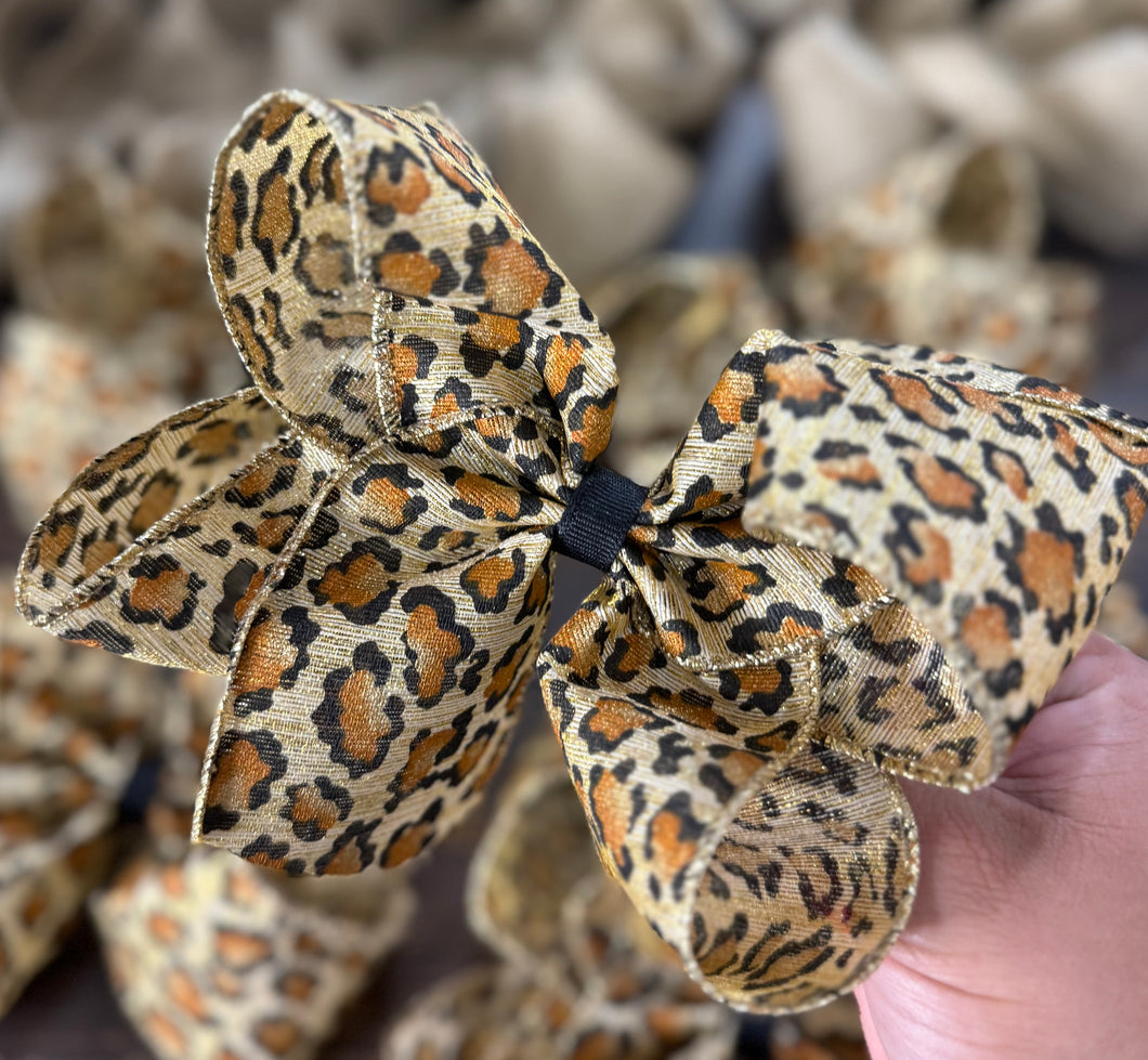 LEOPARD BURLAP BOW 6