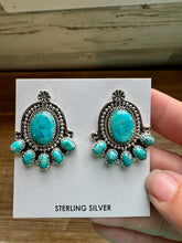 Load image into Gallery viewer, Stud earrings Kingman turquoise and sterling silver
