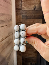 Load image into Gallery viewer, White Buffalo Turquoise Ring – 8-Stone Adjustable Long Statement Ring
