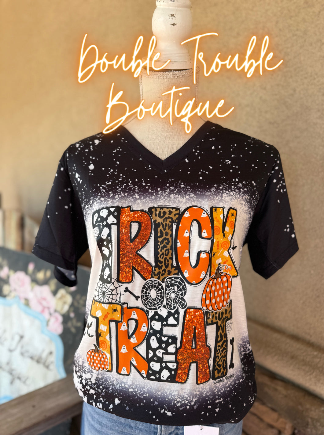 TRICK OR TREAT FAUX BLEACHED TEE