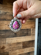 Load image into Gallery viewer, Big Pendant - Purple Dhalia &amp; Sterling Silver
