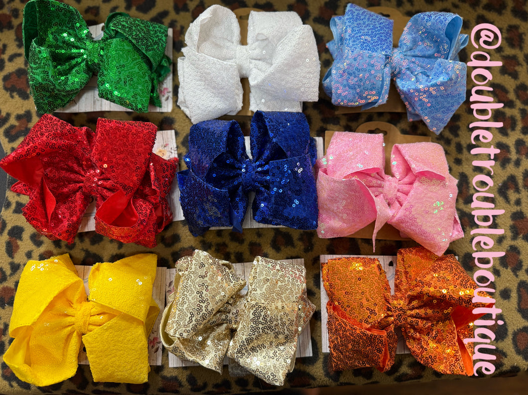 SEQUINS DOUBLE STACKED 6.5 INCH BOWS