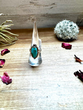 Load image into Gallery viewer, Ring size 7 &amp; 8.5- long kingman turquoise and sterling silver
