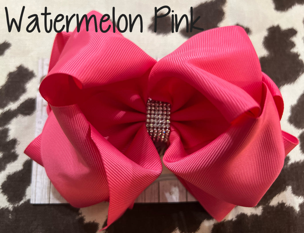 WATERMELON PINK DOUBLE STACKED BOW