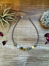 Load image into Gallery viewer, 14 inch 3 mm sterling silver pearls  choker - with bumblebees beads
