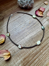 Load image into Gallery viewer, 5 Magnesite Lemon Turquoise Choker And Sterling Silver Pearls
