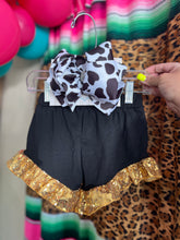 Load image into Gallery viewer, KIDS BLACK &amp; GOLD SEQUIN SHORTS
